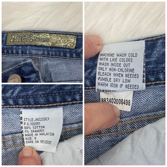 Mudd Jeans Embroidered Distressed Denim Flare Bootcut Woman’s Junior Sz 9 - Picture 11 of 12